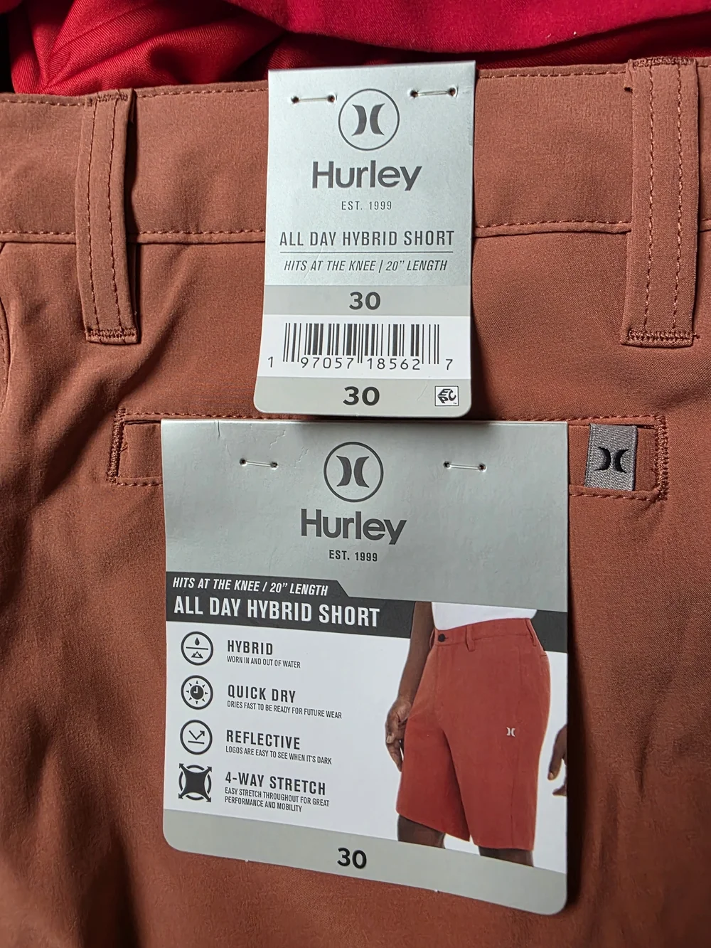 Hurley Men's Rust Performance Walkshorts